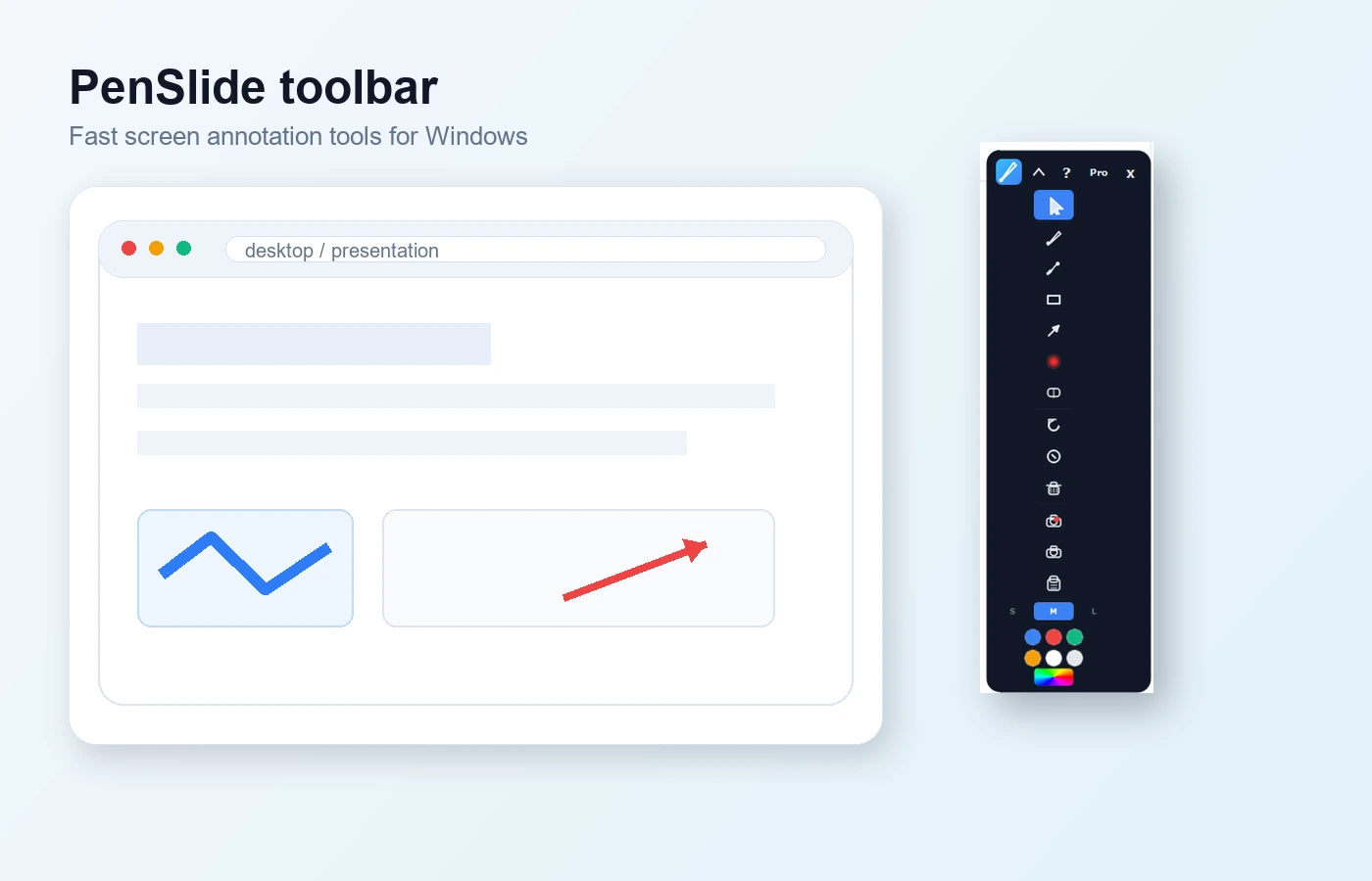 PenSlide Pro pricing screenshot showing screen annotation toolbar